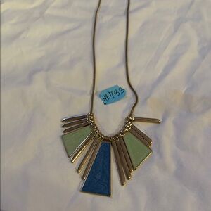 Elegant Gold and Blue Geometric Necklace